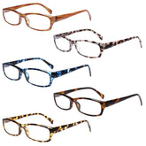 KERECSEN Reading Glasses 5 Pack Anti-Blue Light Fashion Pattern Printed Women's Glasses with Spring Hinges 069-3
