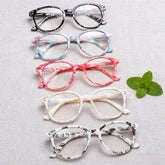 KERECSEN 5 Pack Marble Pattern Round Reading Glasses for Women, HD Blue Light Blocking Ultra Lightweight Readers with Flexible Spring Hinge