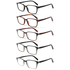 5 Pack Ladies Reading Glasses for Women Blue Light Blocking Fashion Men Spring Hinge Readers Circle Box