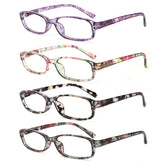 Reading Glasses 4 Pairs Fashion Ladies Readers Spring Hinge with Pattern Print Eyeglasses for Women