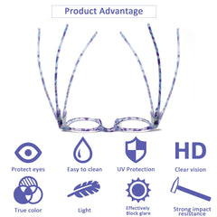 5 Pack Ladies Bluelight Reading Glasses Women Spring Hinge Patter Readers