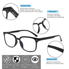 5 Pack Reading Glasses Quality Readers Spring Hinge Blue Light Blocking Glasses