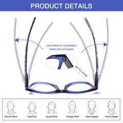 5Pack Ladies Reading Glasses Spring Hinge Fashion Pattern Print Eyeglasses Women