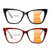 2 Pack Reading Glasses for Women-Blue Light Blocking Readers Fashion Cat Eye Eyeglasses Spring Hinge Multifocal Readers