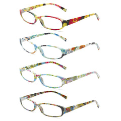 4 Pack Fashion Reading Glasses for Women Pattern Print Anti UV Readers