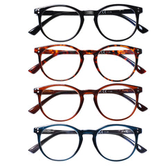 4 Pack Fashion Reading Glasses for Women Men Blue Light Blocking Anti UV Readers