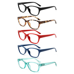 5 Pack Ladies Blue Light Reading Glasses Women Fashion Spring Hinge Readers