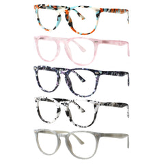 KERECSEN 5-Pack Blue Light Blocking Glasses for Computer Gaming, Fashion Fake Helps Reduce Screen Fatigue Eyeglasses for Women Men