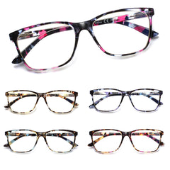 5Pack Ladies Reading Glasses Spring Hinge Fashion Pattern Print Eyeglasses Women