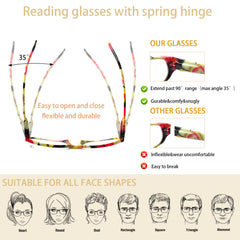 4 Pack Fashion Reading Glasses for Women Pattern Print Anti UV Readers