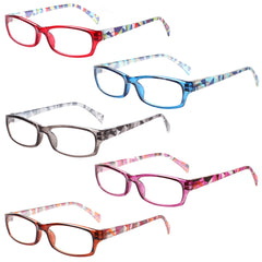 5 Pack Ladies Reading Glasses Women Spring Hinge With Patter Cute Readers
