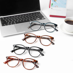 4 Pack Fashion Reading Glasses for Women Men Blue Light Blocking Anti UV Readers