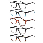 5 Pack Reading Glasses for Men Spring Hinges Lightweight Fashion Reader