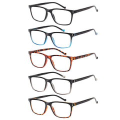 5 Pack Reading Glasses for Men Spring Hinges Lightweight Fashion Reader