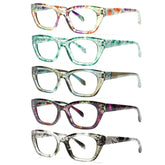 5-Pack Reading Glasses Women Readers Spring Hinge Pattern Print Eyeglasses Computer Reading Glasses,TV Glasses for Women