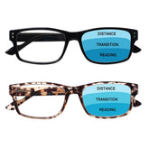2 Pk Progressive Multifocal Reading Glasses Men Women Anti-Blue Light Computer Readers Spring Hinge