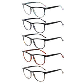 Reading Glasses 5 Pairs Fashion Ladies Readers Spring Hinge with Pattern Print Eyeglasses