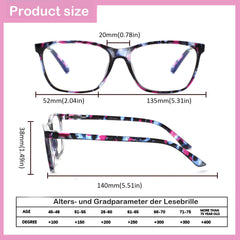 5Pack Ladies Reading Glasses Spring Hinge Fashion Pattern Print Eyeglasses Women