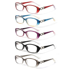 5 Pack Ladies Reading Glasses for Women Men Blue Light Glasses Fashion Spring Hinge Oval Readers