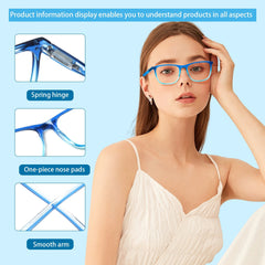 5-Pack Blue Light Blocking Glasses Vintage Square Frame Clear Lens Anti Eyestrain Computer Gaming Glasses for Women Men
