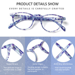 5 Pack Ladies Bluelight Reading Glasses Women Spring Hinge Patter Readers