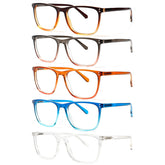 5-Pack Blue Light Blocking Glasses Vintage Square Frame Clear Lens Anti Eyestrain Computer Gaming Glasses for Women Men