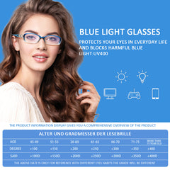 5 Pack Ladies Reading Glasses for Women Men Blue Light Glasses Fashion Spring Hinge Oval Readers