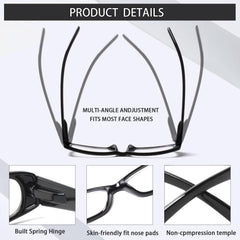 5-Pack Reading Glasses Blue Light Blocking Spring Hinge Readers for Men