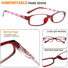 Reading Glasses 5 Pairs Quality Readers Spring Hinge Glasses for Reading for Men and Women