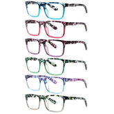 6 Pack Ladies Reading Glasses Spring Hinge Anti Eyestrain Computer Reading Glasses for Women Men Readers