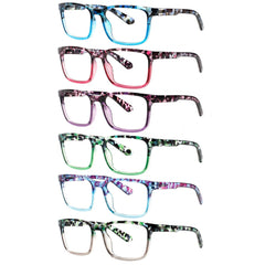 6 Pack Ladies Reading Glasses Spring Hinge Anti Eyestrain Computer Reading Glasses for Women Men Readers