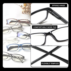 6 Pack Blue Light Blocking Reading Glasses with Spring Hinge for Men