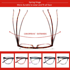 Reading Glasses 5 Pairs Fashion Ladies Readers Spring Hinge with Pattern Print Eyeglasses