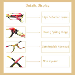 4 Pack Fashion Reading Glasses for Women Pattern Print Anti UV Readers