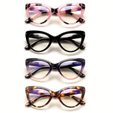 4 Pack Reading Glasses for Women Blue Light Blocking Cat Eye Photochromic Computer Reader
