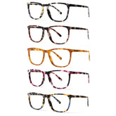 Blue Light Glasses for Woman Men | 99% Blue Light Blocking Glasses for Computer Gaming TV Phone Screen Square Frame | Anti Eyestrain & UV Glare Protection - 5 Pair