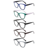 5Pack Ladies Reading Glasses Spring Hinge Fashion Pattern Print Eyeglasses Women
