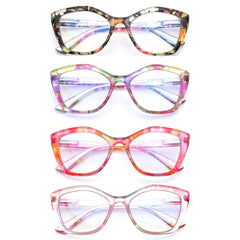 4-Pack New Reading Glasses Ladies Readers Blue Light Pattern Print Eyeglasses