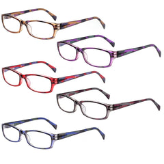 5 Pack Reading Glasses Blue Light Blocking for Men Women Rectangular Frame Computer Readers with Spring Hinge Reading Glasses for Men Women