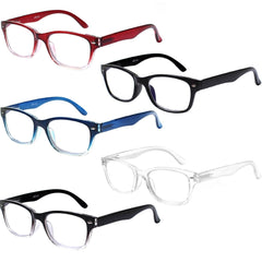 5Pack Blue Light Blocking Reading Glasses Women Men Spring Hinge Computer Reader