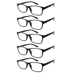 KERECSEN 5 Pack Rectangle Blue Light Blocking Computer Glasses 9042