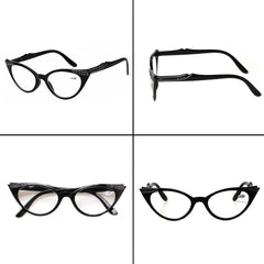 Cat Eye Reading Glasses for Womens Set of 4 Blue Light Blocking Computer Readers Ladies Eyeglass Quality Frame Lightweight and Comfortable