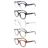 KERECSEN 5 pack Fashionable Unisex Presbyopia Anti-blue Light Lens with Spring Hinge Reading Glasses 143-1