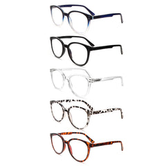 KERECSEN 5 pack Fashionable Unisex Presbyopia Anti-blue Light Lens with Spring Hinge Reading Glasses 143-1