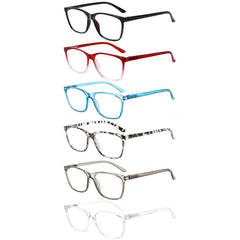 6 Pack Square Reading Glasses Blue Light Blocking Computer Readers 246