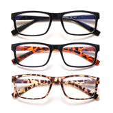 KERECSEN 3 Pack Classic Color Matching Anti-Blue Light Presbyopia Glasses with Spring Hinges for Men and Women 142-1