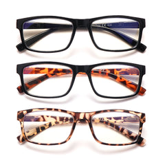KERECSEN 3 Pack Classic Color Matching Anti-Blue Light Presbyopia Glasses with Spring Hinges for Men and Women 142-1