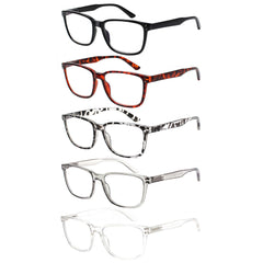 KERECSEN 5 Pack Rectangle Reading Glesses Unisex 028