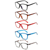 KERECSEN 5 Pack Reading Glasses for Women/Men Spring Hinges Square Frame Blue Light Blocking Computer Readers 273