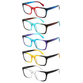 KERECSEN 5 Pack Square Anti Blue Light Reading Glasses Fashion Ultra Light Frame Computer Glasses 041